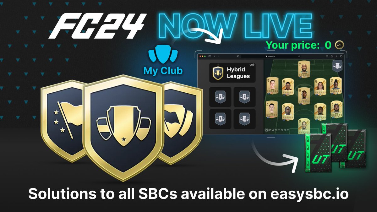 easysbc's tweet image. 🚨 FC24 LIVE ON EasySBC

You will find
⚡️ Upgraded solver + solutions to ALL SBCs
🔍 Players added and updated in database
✅ Club Import working (Close Chrome and reopen)

Give a ❤️or♻️ to help us spread the news

See you on EasySBC 🚀 (link below)