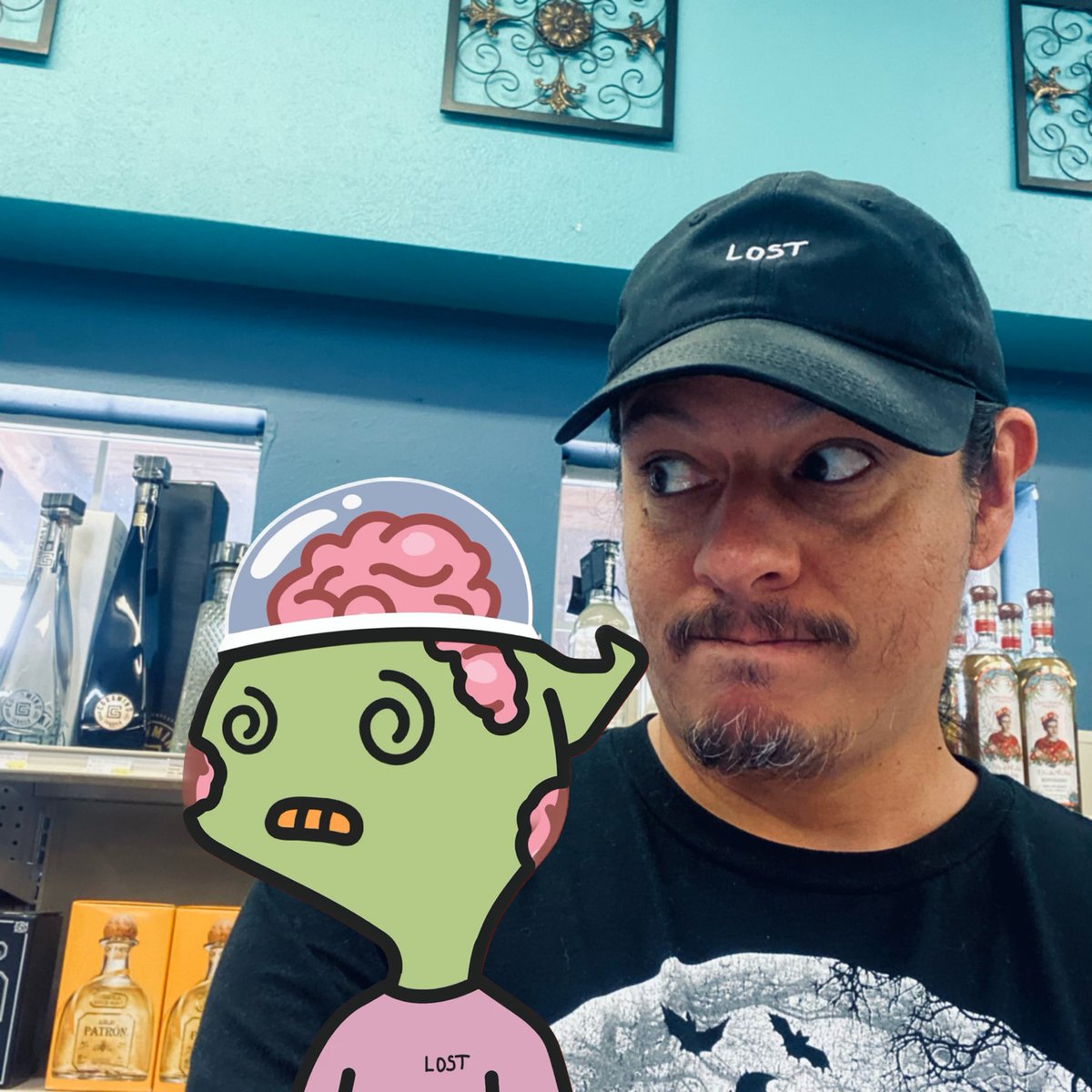 AdrnLpz_2099's tweet photo. I can’t believe they’re trusting me and this guy… totally unsupervised… with top shelf tequilas. 
👀😵‍💫🌀
#LostAF https://t.co/hwKqUcfbnp