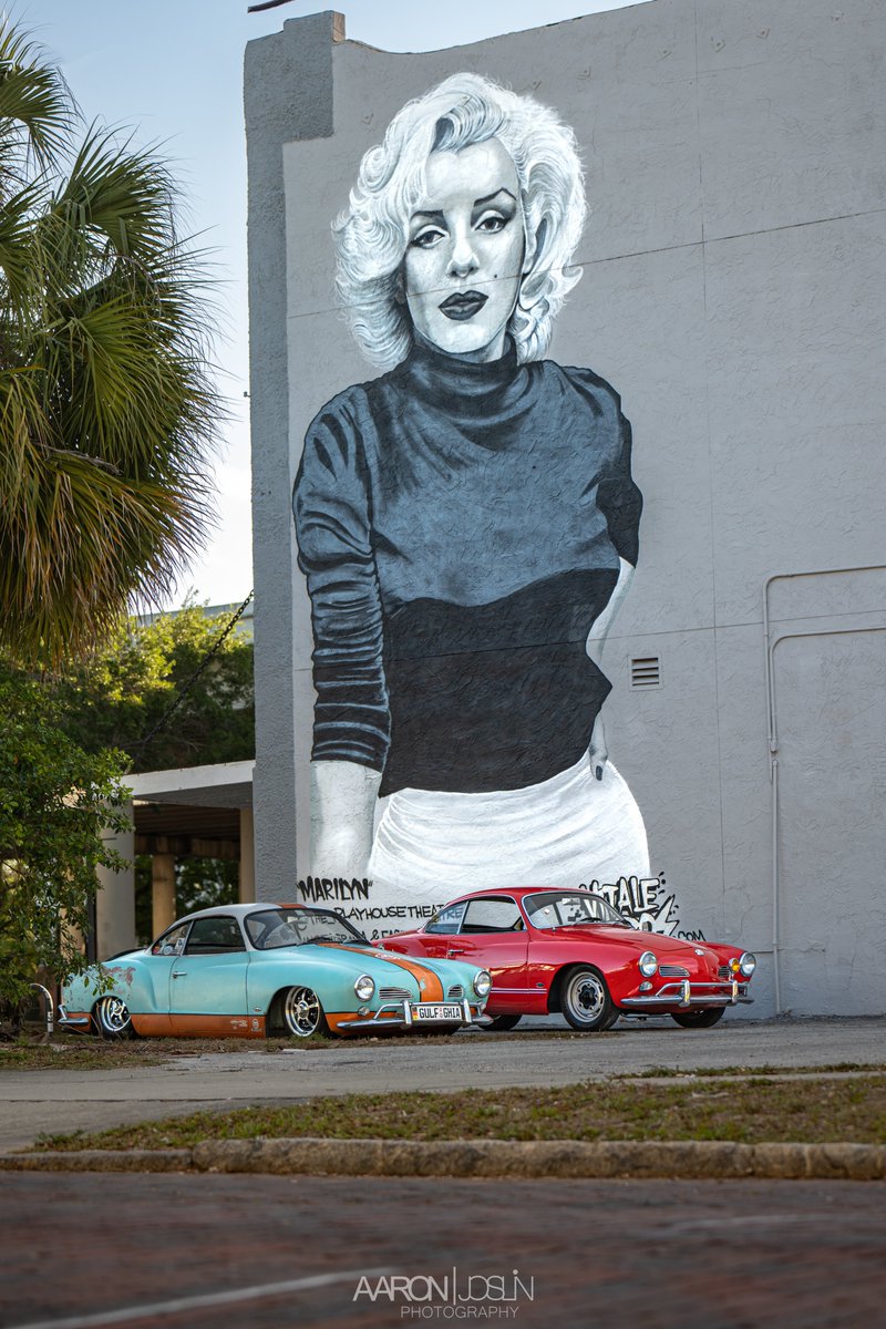 CarsWithAaron's tweet photo. My '63 #volkswagen #karmannghia - #gulfghia and my buddies Ghia! 
.
DownTown St Petersburg - Florida

#aircooledvw https://t.co/c5aQFVLL04