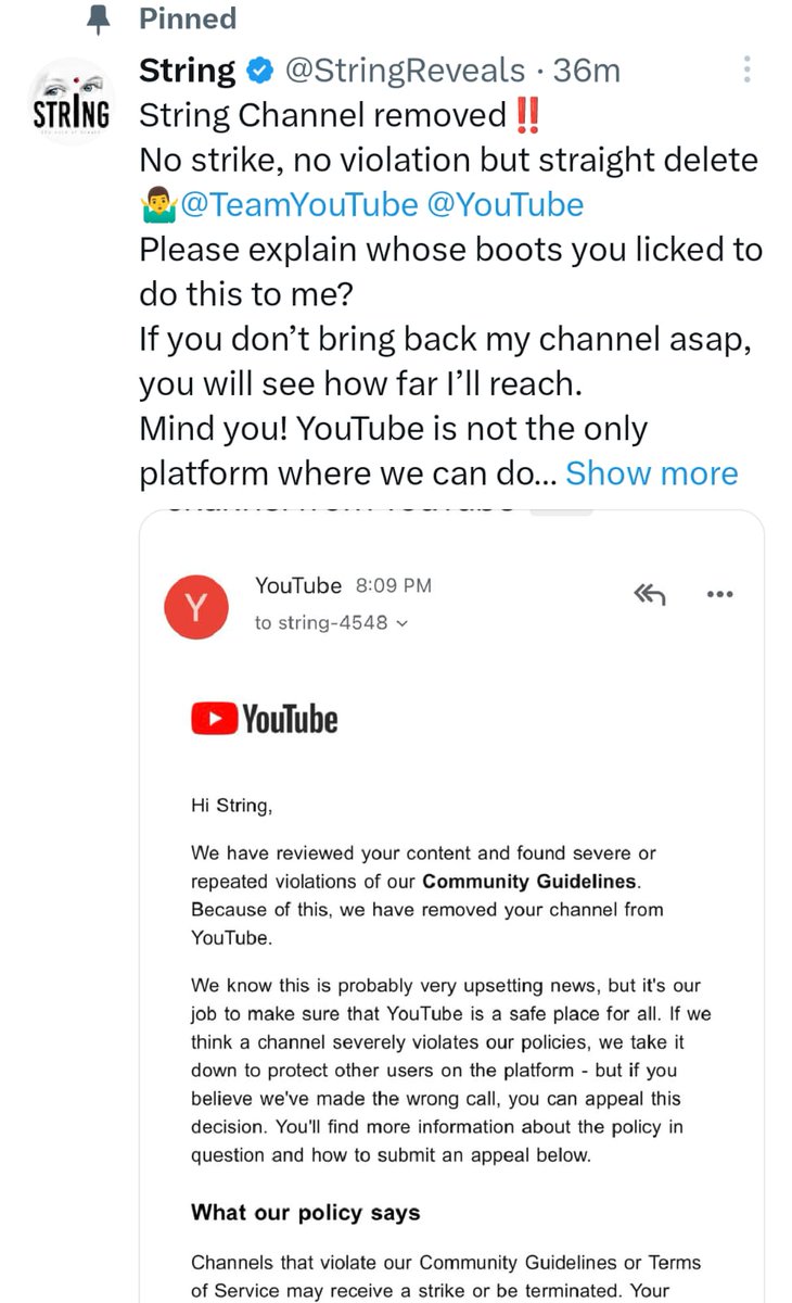 vishnuevils's tweet photo. @StringReveals Suspending STRING YouTube channel is a threat to the voice of right wing. It’s an attack on free speech and the human rights of Indian citizens. . If you are still silent, next they will shutdown yours! 
#ShameOnYouTube #BringBackStringChannel
#IStandWithString https://t.co/nT9xygVUwx