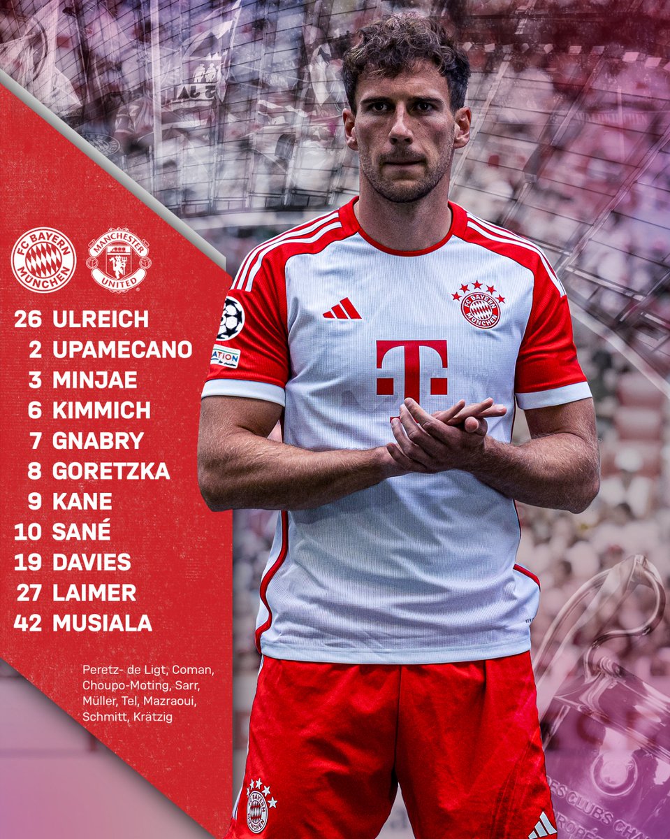 FCBayern's tweet photo. 💫 Unsere 𝕏𝕀 für den #UCL-Auftakt! 💫

#packmas #FCBMUN https://t.co/5DsXsm3bH8
