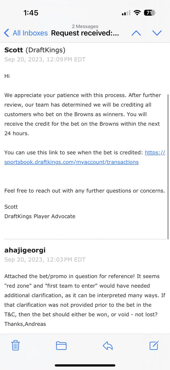 andreas9494's tweet photo. Good news for those who bet on Draftkings Browns vs Steelers Red Zone special - credit for the W coming our way! https://t.co/M9BplCdvUt