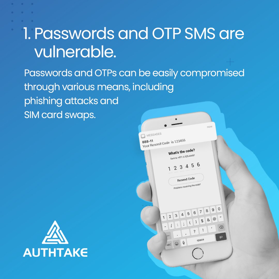 AuthTake's tweet photo. Here are 4 reaons why #PhishingResistantMFA should be your top priority. 

 #cybersecurity #Phishing  #AuthTake #Passwordless https://t.co/gXvKrbGJju