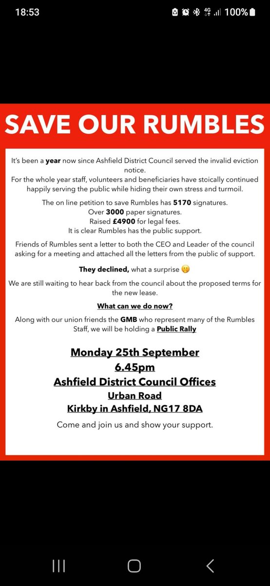 cafe_rumbles's tweet image. Haven't posted for a while....

We gave the Council the opportunity to meet to discuss the situation....they declined 🤷‍♂️....

The fight goes on🥊....

They are still determined to evict a Charity🙈....

This is what is happening next...

#SaveOurRumbles