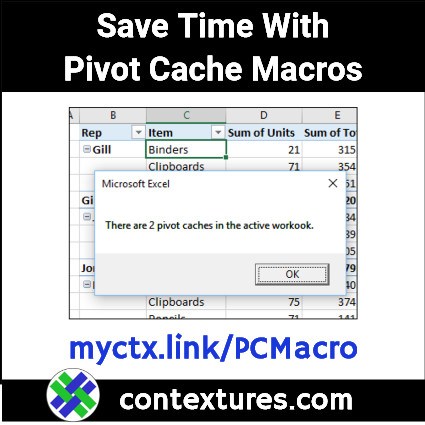 ddalgleish's tweet image. Use these #Excel macros to get pivot cache details, change cache, and more! #PivotTable
