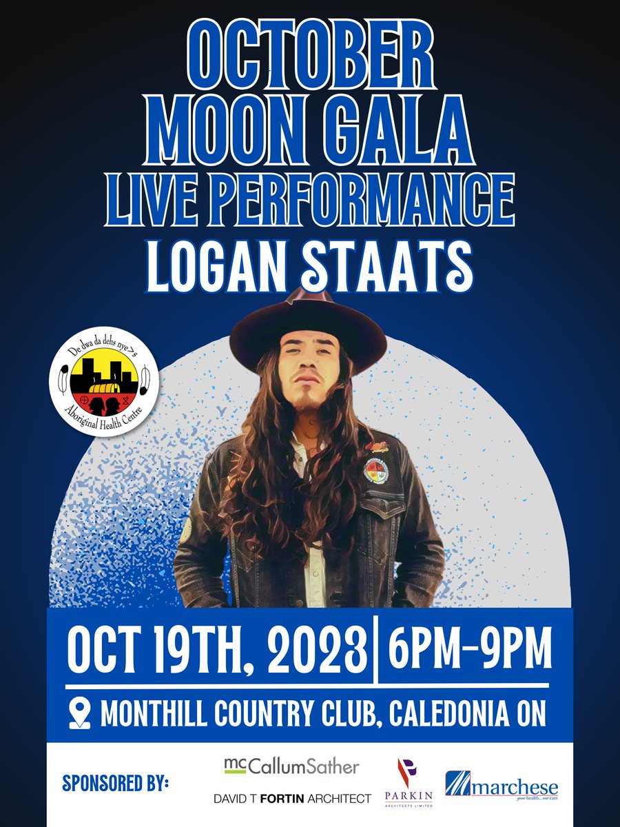 We're so excited to have @LoganStaats performing live at our 7th Annual October Moon Gala! Tickets are on sale NOW! Secure your spot today by visiting aboriginalhealthcentre.com/october-moon-2… Thank you to our amazing sponsors @MarcheseHealth and @mcCallumSather for making this event possible!