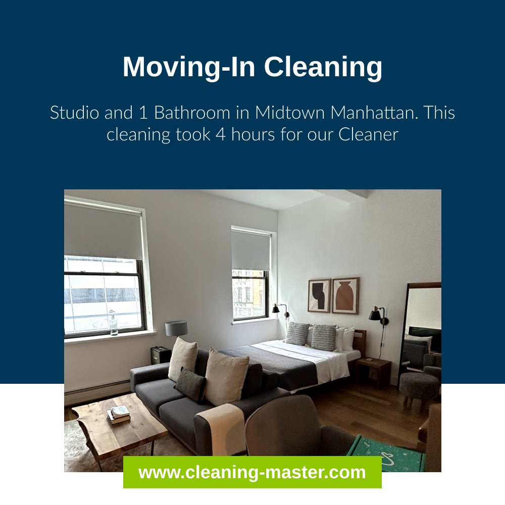 CLEANINGM's tweet photo. Just wrapped up a pristine cleaning of a chic studio apartment with 1 bathroom in the heart of NYC's Midtown. Every corner shines and is waiting for its new dweller. Want your space to shine like this? Book your cleaning today! Link in bio. 🌟📷

#Cleaning https://t.co/SUtxZVw2Iw