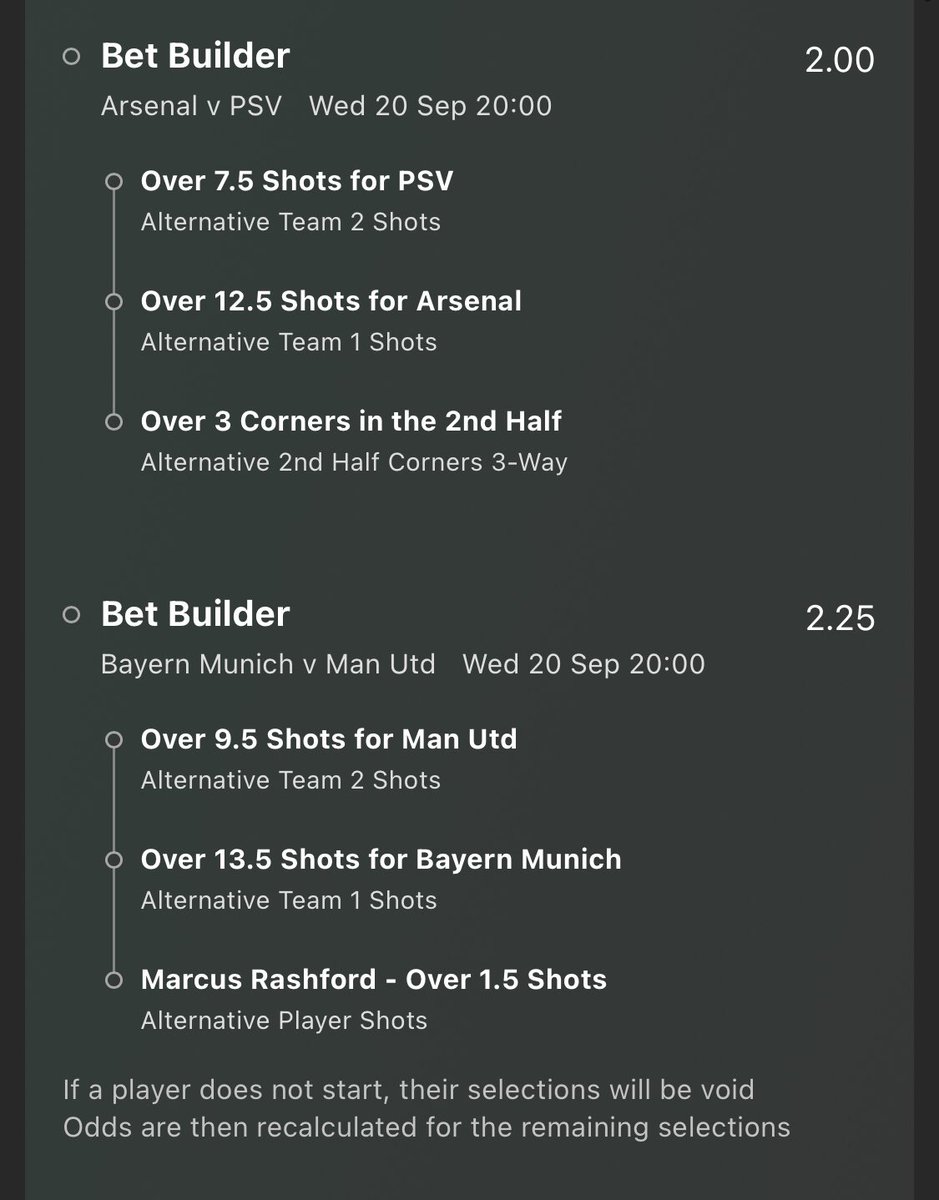 MacxBet's tweet photo. 🏆Champions League Acca
⏱️KO 20:00
⭐️Bet365 Bet Builder
📊17.6
💰£10 returns £176.11 https://t.co/sA1nZneCOe