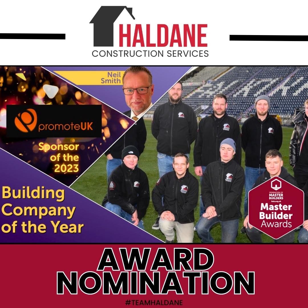 The countdown continues!

We're buzzing about our nomination for 'Building Company of the Year' at the @fmbuilders Awards.

🏆 After winning the Scotland-wide award in June, we're off to London for the UK ceremony.

Keep your fingers crossed for us! 🤞

#FMBAwards #TeamHaldane