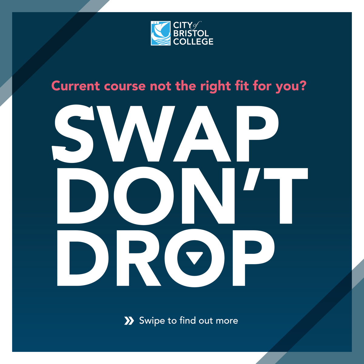 CoBCollege's tweet image. Not loving your current course? 🤔

Our One Stop Shop is here to help you explore exciting new pathways with our ‘Swap Don’t Drop’ initiative.

Questions? Reach out to our dedicated teams. We're here for you. 🤗

#SwapDontDrop #OneStopShop #AlternativePathway #EveryoneBelongs