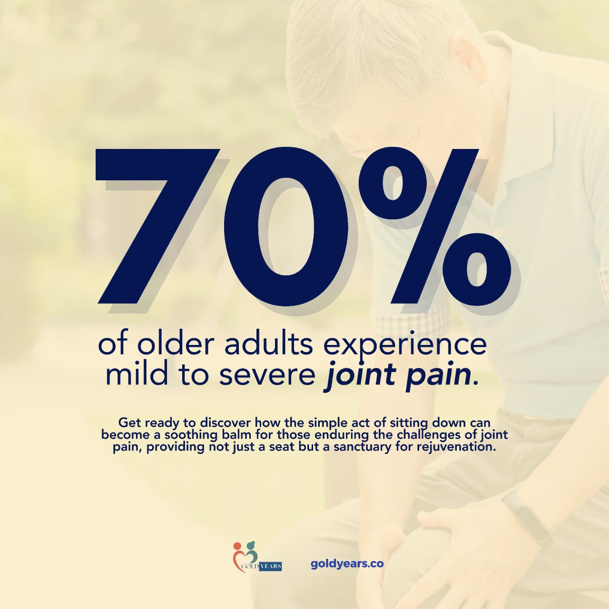 goldyears_'s tweet photo. Did you know that 70% of older adults battle joint pain? 🤕 Let's unlock the secret to soothing that discomfort! 

Find out: https://t.co/Zv6uNJrdC7 

#GoldYears #SeniorCare #JointPainRelief #ElderlyWellness #Rejuvenation #AgingGracefully https://t.co/7ECyNJ4dwL