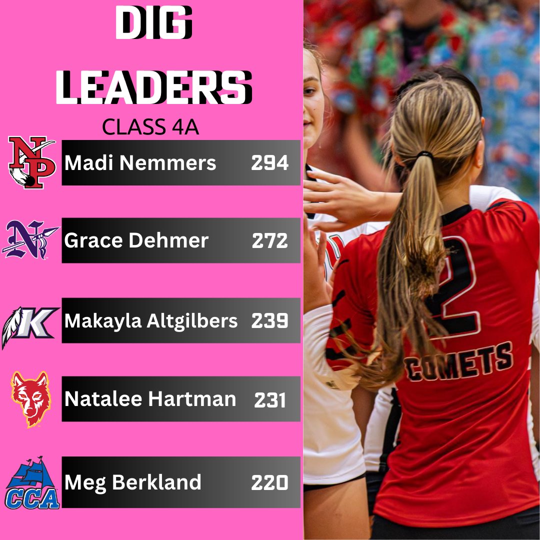 Dig, dig, dig! 
Here are the individual dig leaders across Classes 1A-4A!