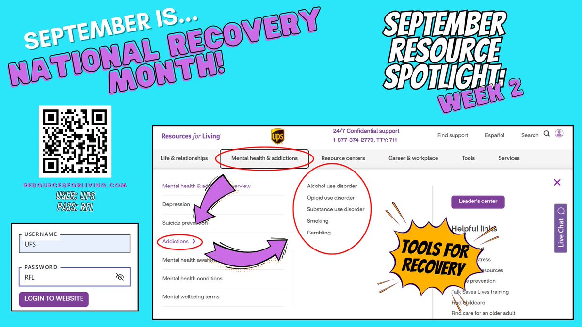 September is #NationalRecoveryMonth! UPS has many different resources available for everyone! Scan the QR codes below for additional resources!