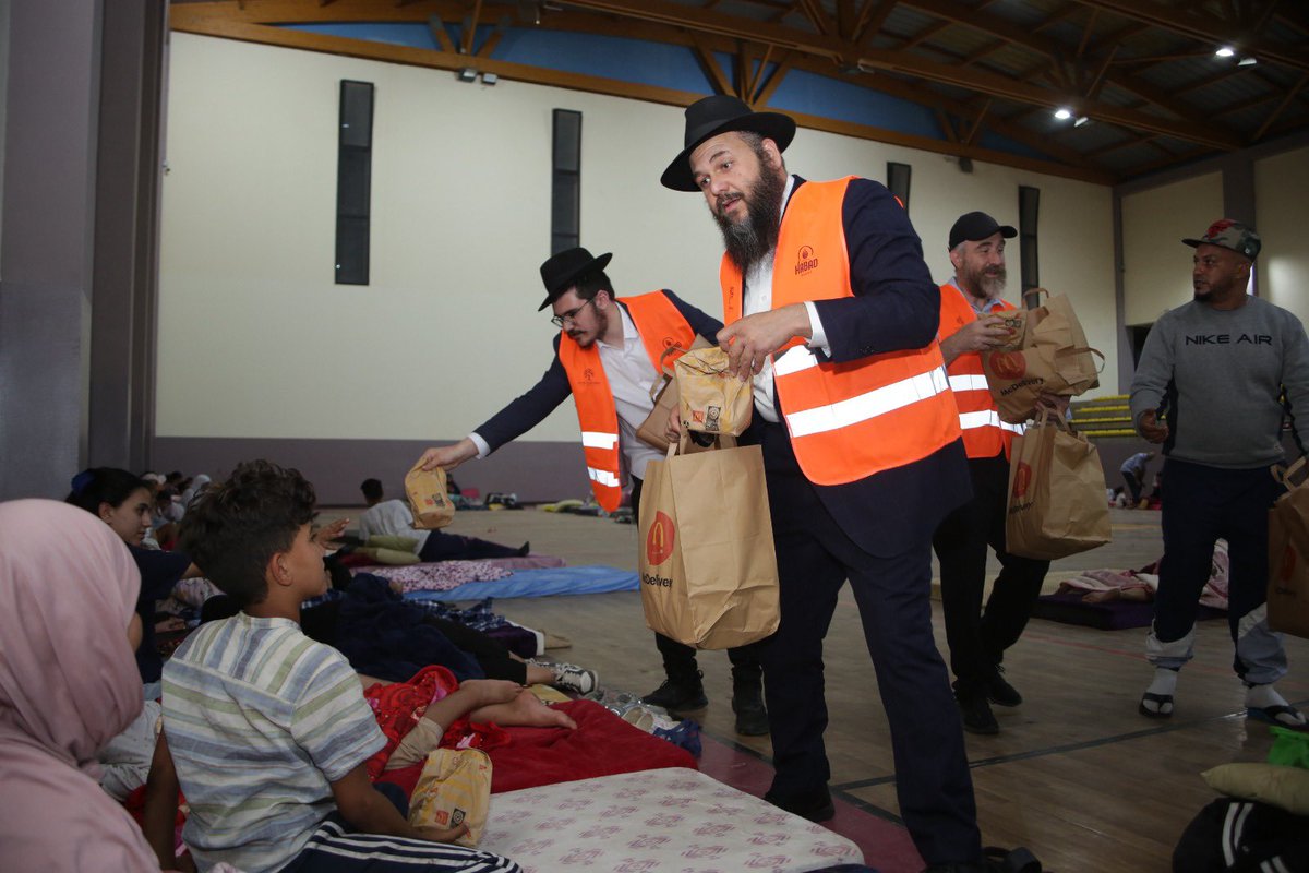 RabbiMorocco's tweet photo. In Marrakech providing Meals to Displaced Individuals in Temporary Shelter Auditoriums 🍲 #CommunitySupport #TogetherStrong" https://t.co/rxPmwYDxmU