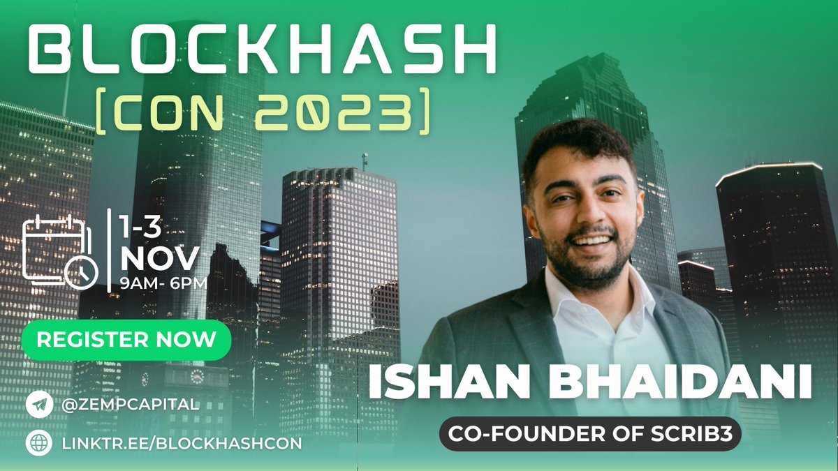 BlockHashPod's tweet photo. 🎤 SPEAKER ANNOUNCEMENT: Ishan Bhaidani, Co-founder of @scrib3_co

Ishan is a lifelong entrepreneur who is now dedicating his professional career to the decentralization of finance.

#web3 #web3marketing #web3community #crypto #blockchain #blockhashcon2023 https://t.co/ZYqFuHiVEi