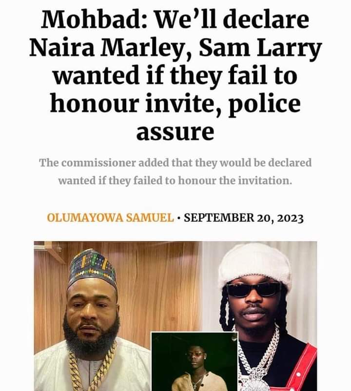 afro_nigeria's tweet photo. Mohbad demise: “Aut0psy will be done from now till weekend. Naira Marley, Sam Larry will be declared w@nted if they fail to honour invite” — Nigeria P0lice Force 🗣️

#Justice4Mohbad  #MohBadLivesOn  Marlian https://t.co/1gvX0aLMa0