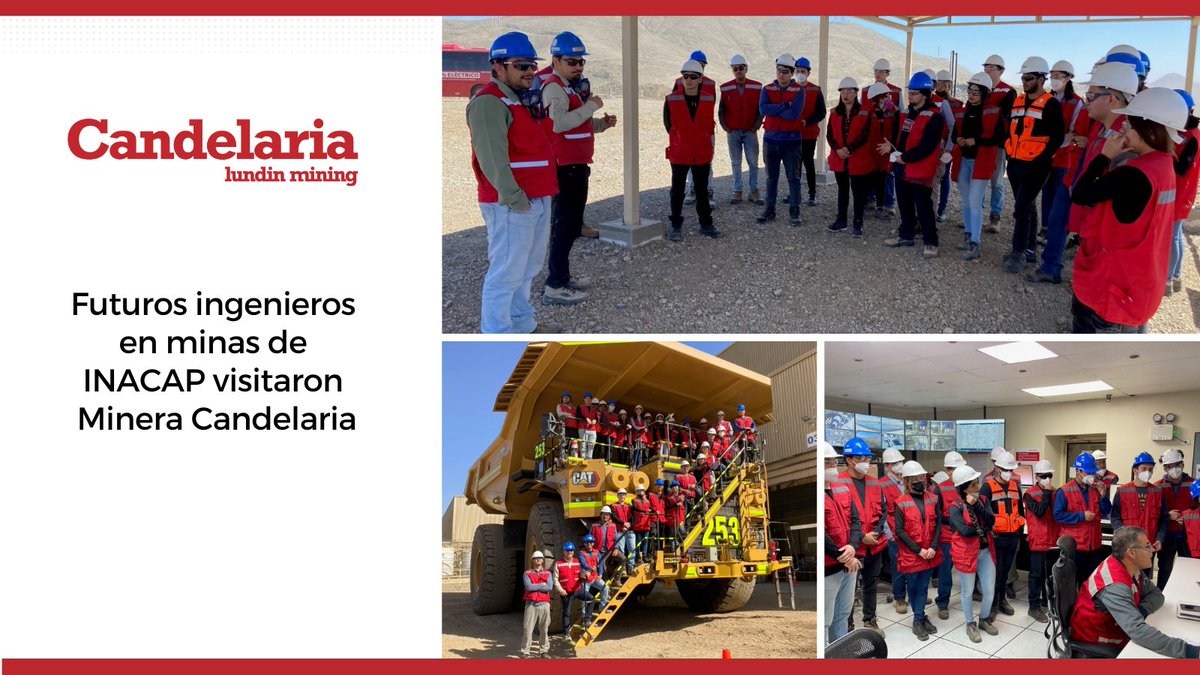 CCMCandelaria's tweet photo. Un grupo de 25 estudiantes de #IngenieríaenMinas de #INACAP sede #Copiapó, visitaron nuestras instalaciones en el marco de nuestro Programa de Visitas Técnicas y Vocacionales.
🔗 https://t.co/oSkbugjWN0
#MineraCandelaria #DistritoCandelaria https://t.co/cLNbXXEehy
