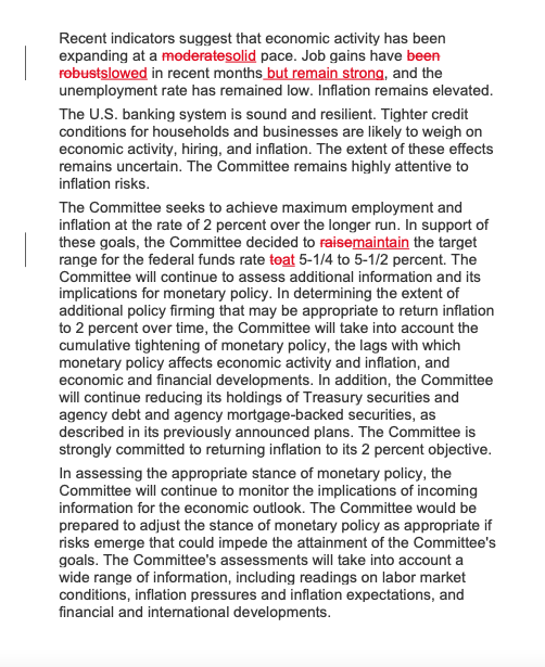 StickyTrades's tweet image. Here's the Fed language and how it changed from their last FOMC statement.

@theoptionoracle will see you at 6pm E tonight to cover 50+ names in 60 minutes! Tell/bring a friend.

Go to StickyTrades.com for 15-days of free access.