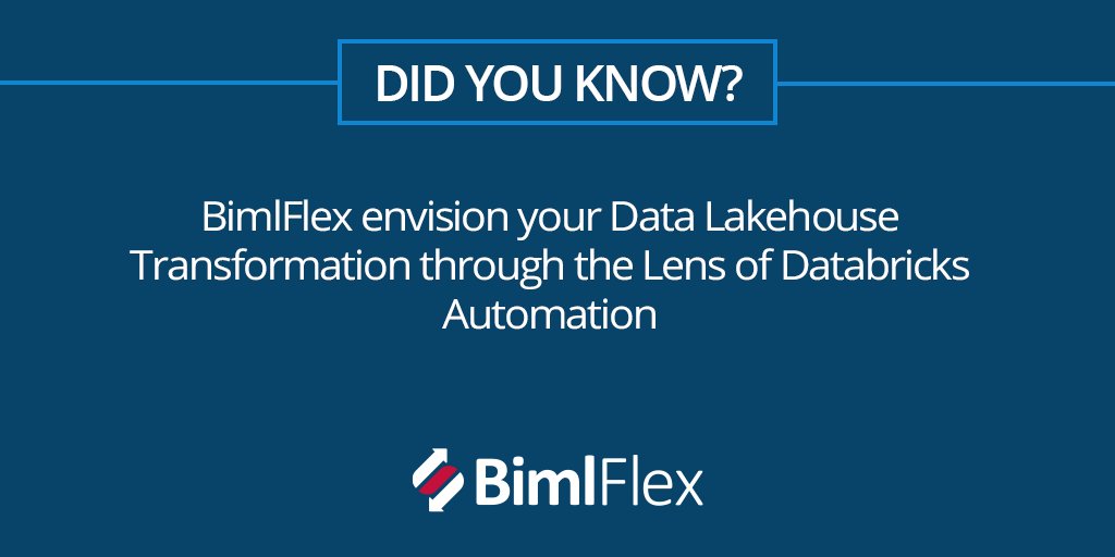 Did you know #BimlFlex enables a clear view of your Data #Lakehouse transformation through #Databricks Automation? #biml