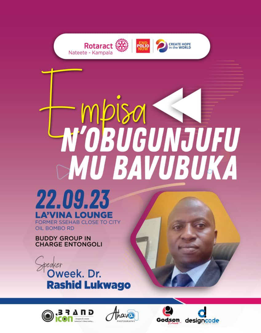 This week's fellowship is an opportunity to delve into 'Empisa N’OBUGUNJUFU MU BAVUBUKA,' a discussion led by Oweki @rashidlukwago2, aimed at enlightening us on the importance of good manners and behavior in youth. 📆: 22nd Sept 📍: LA’VINA LOUNGE ⏱️: 6:00PM SEE YOU THERE‼️