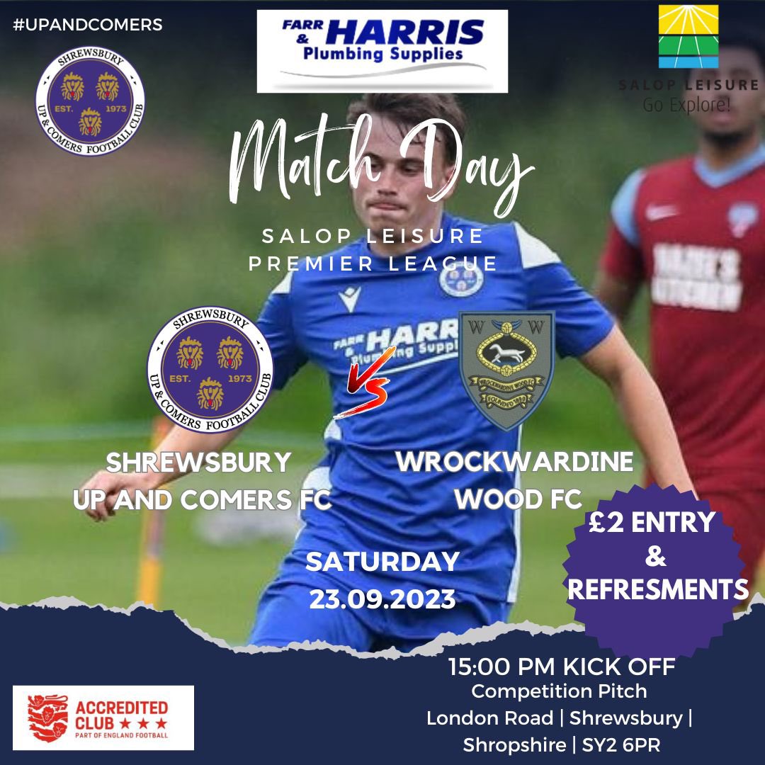 We’re back after a nice week off! And we are now at HOME after a fixture reverse. We welcome <a href="/WrockWoodFC/">Wrockwardine Wood FC</a> on Saturday who have won there last 3 games. #support #welcome #upandcomers <a href="/FarrandHarris/">Farr & Harris</a> <a href="/wtshrewisaway/">When The Shrew Is Away</a> <a href="/SalopLLeague/">Salop Leisure League</a>