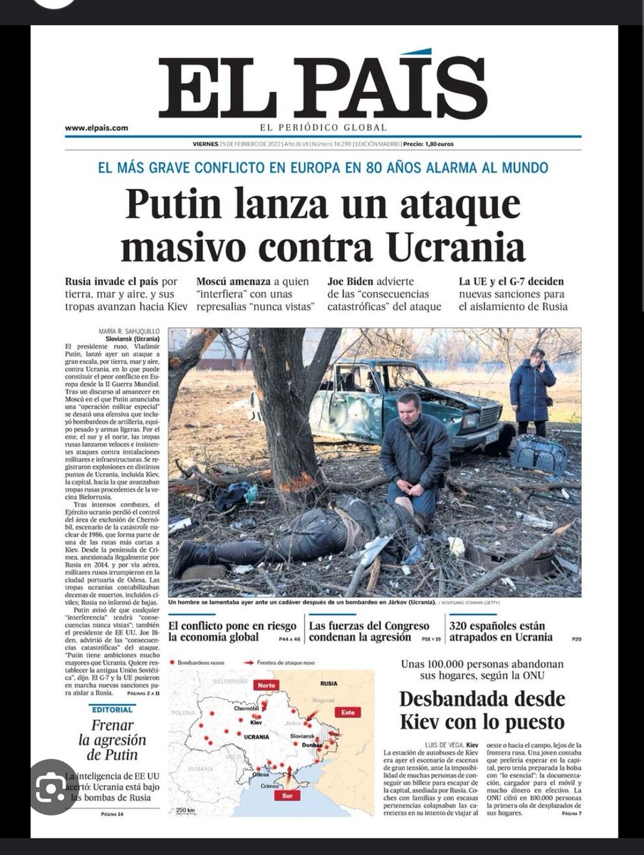 tovarichmath's tweet photo. Dos portadas y dos varas de medir...

"Putin lanza un ataque masivo contra Ucrania"

"Nagorno Karabaj reclama ayuda tras ser bombardeado por Azerbayán".

Ni siquiera citan a #Armenia 🇦🇲
🙃🙃🙃 https://t.co/ZumzkZZ9p6