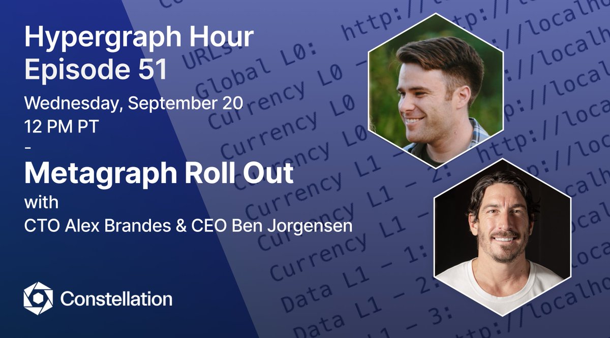 Constellation Network (@conste11ation) on Twitter photo 🚀 Join us in 30 mins for #HypergraphHour with CEO <a href="/BenJorgensen/">benjamin jorgensen</a> & CTO <a href="/codebrandes/">Alex Brandes</a>!
Set a reminder now and join the queue here: us06web.zoom.us/j/84381406192
See you now! 😎
#Blockchain #Crypto #Web3 $DAG #HGTP 🚀 Join us in 30 mins for #HypergraphHour with CEO <a href="/BenJorgensen/">benjamin jorgensen</a> & CTO <a href="/codebrandes/">Alex Brandes</a>!
Set a reminder now and join the queue here: us06web.zoom.us/j/84381406192
See you now! 😎
#Blockchain #Crypto #Web3 $DAG #HGTP