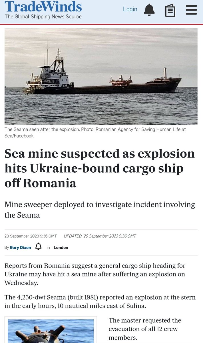 tek_nikel54's tweet photo. 🗞️ #Seamine #suspected as #explosion hits #Ukraine🇺🇦 bound #cargoship off #Romania🇷🇴🌹
#IdiotnWitch🧹
https://t.co/LEtx3ICVPs https://t.co/ydvv6Ucuer