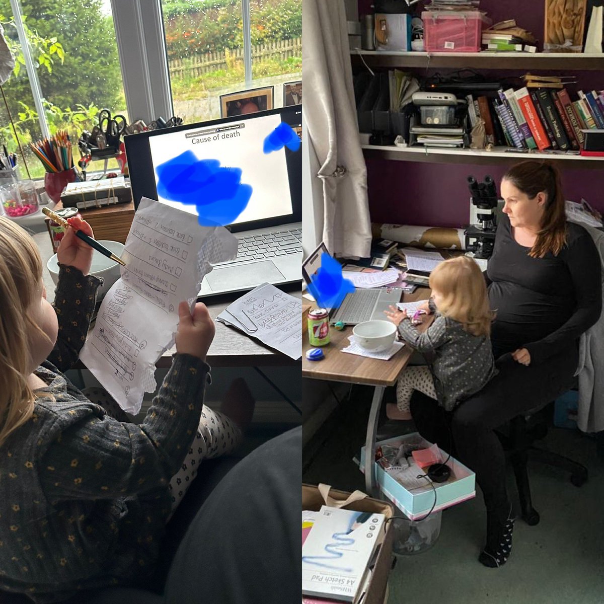 Working mama…Eva and the 32+ week bump attended this evenings autopsy case presentation with me and she even took notes! 

Will make a pathologist of her yet! Or maybe a Coroner if she follows in Auntie Sophie’s footsteps 🤔