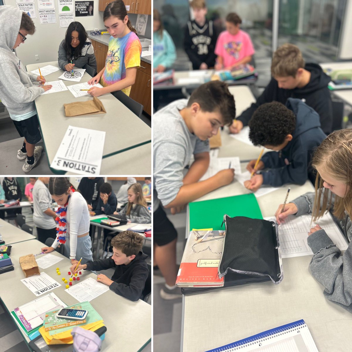 7th graders using probability stations to master experimental and theoretical probability #mlmuskypride