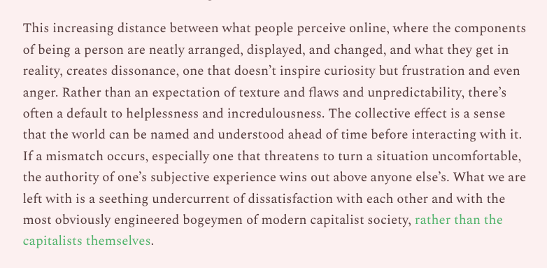 I was very happy to commission this essay from @o_rinocoflow because it's the first time I've seen someone hammer home how the dehumanizing effect of social media is part and parcel, *and even a tool necessary for* the dehumanization required by capitalism mentalhellth.xyz/p/the-npc-ific…