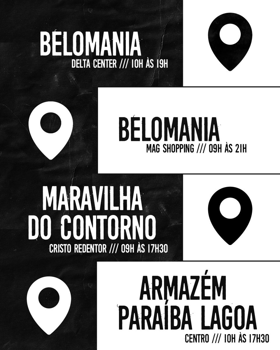 BotafogoPB's tweet photo. Garanta seu ingresso em um de nossos pontos de venda!

➡️📍Loja Belomania Bancários: das 10h às 19h
➡️📍Loja Belomania Mag: das 9h às 21h
➡️📍Maravilha do Contorno: das 9h às 17h30
➡️📍Armazém Paraíba Lagoa: das 10h às 17h30

#MaiorDaParaíba #PeloNossoSonho https://t.co/4SedDcMDTi