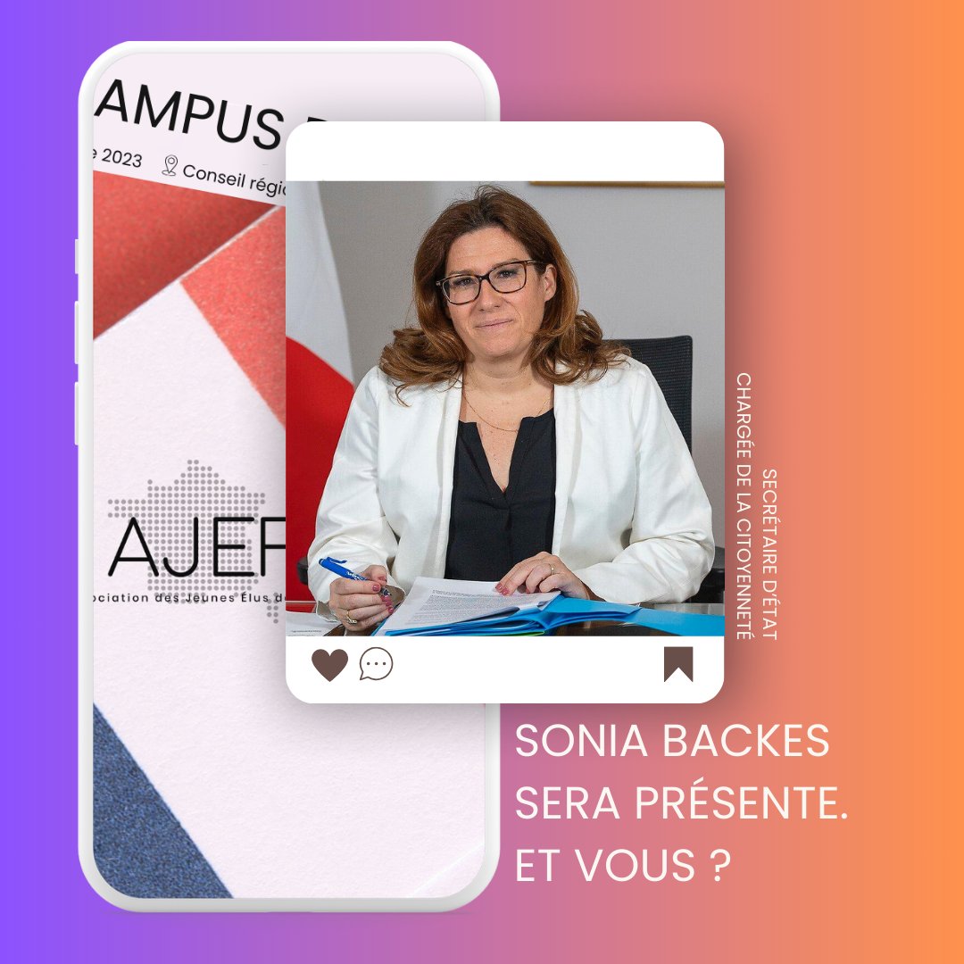 Sonia Backes, Secrétaire d'État chargée de la Citoyenneté sera présente au campus de rentrée de l'AJEF, samedi 14 octobre ! 
Et vous ? 
Inscription en bio !