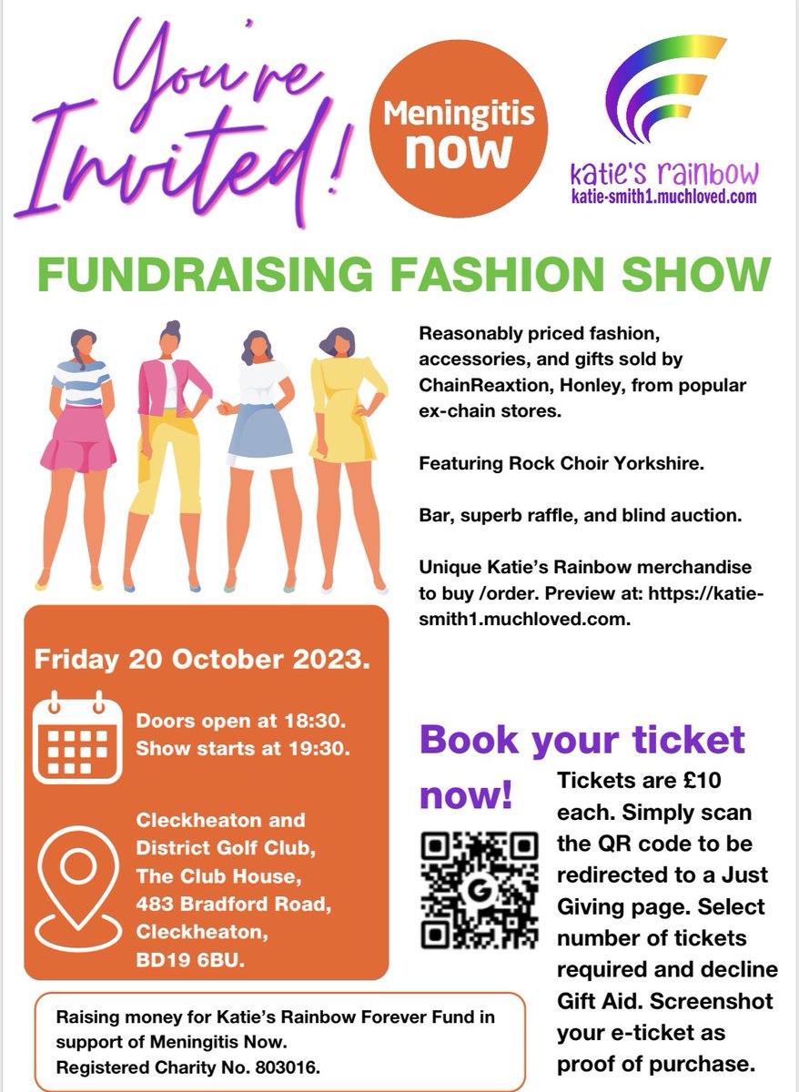 Fundraising for Meningitis Now in memory of a dear friend &amp; NHS colleague. katie-smith1.muchloved.com £7,000 raised, funding 4 bereavement councillors to support families experiencing sudden loss. 
Join me at a fundraising fashion show, with guests
Rock Choir Yorkshire!