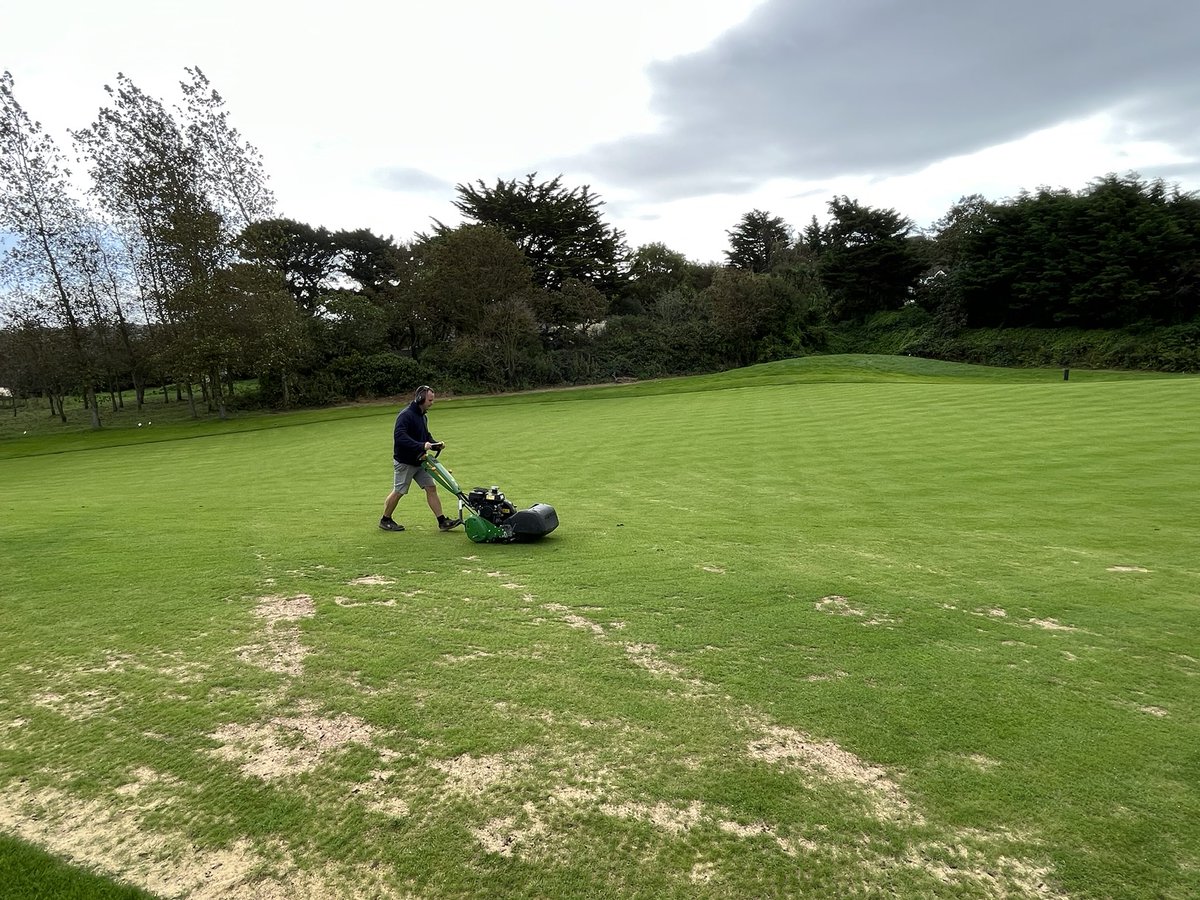 Fresh new grass on Tee 7 at La Grande Mare, Guernsey and a first cut for Green 6. Every week brings us closer to completion. @MJAbbottLtd @PQuinnConLtd @EIGCA @IrritechLimited