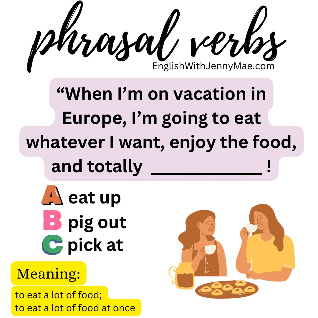#LearningEnglish #PhrasalVerbs #ELL #English #vocabulary #LearnEnglish 

QUIZ 📚

What’s the correct phrasal verb? ⬇️