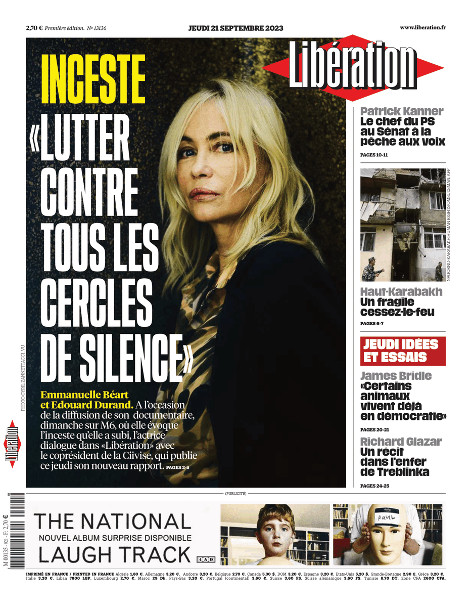 🔴 Inceste : «Lutter contre tous les cercles de silence»

Dans @Libe jeudi, Emmanuelle Béart dialogue avec Edouard Durand, coprésident de la Ciivise. L'actrice signe un documentaire diffusé cette semaine.

L'interview : bit.ly/3EJXeJ2
L'édition : journal.liberation.fr