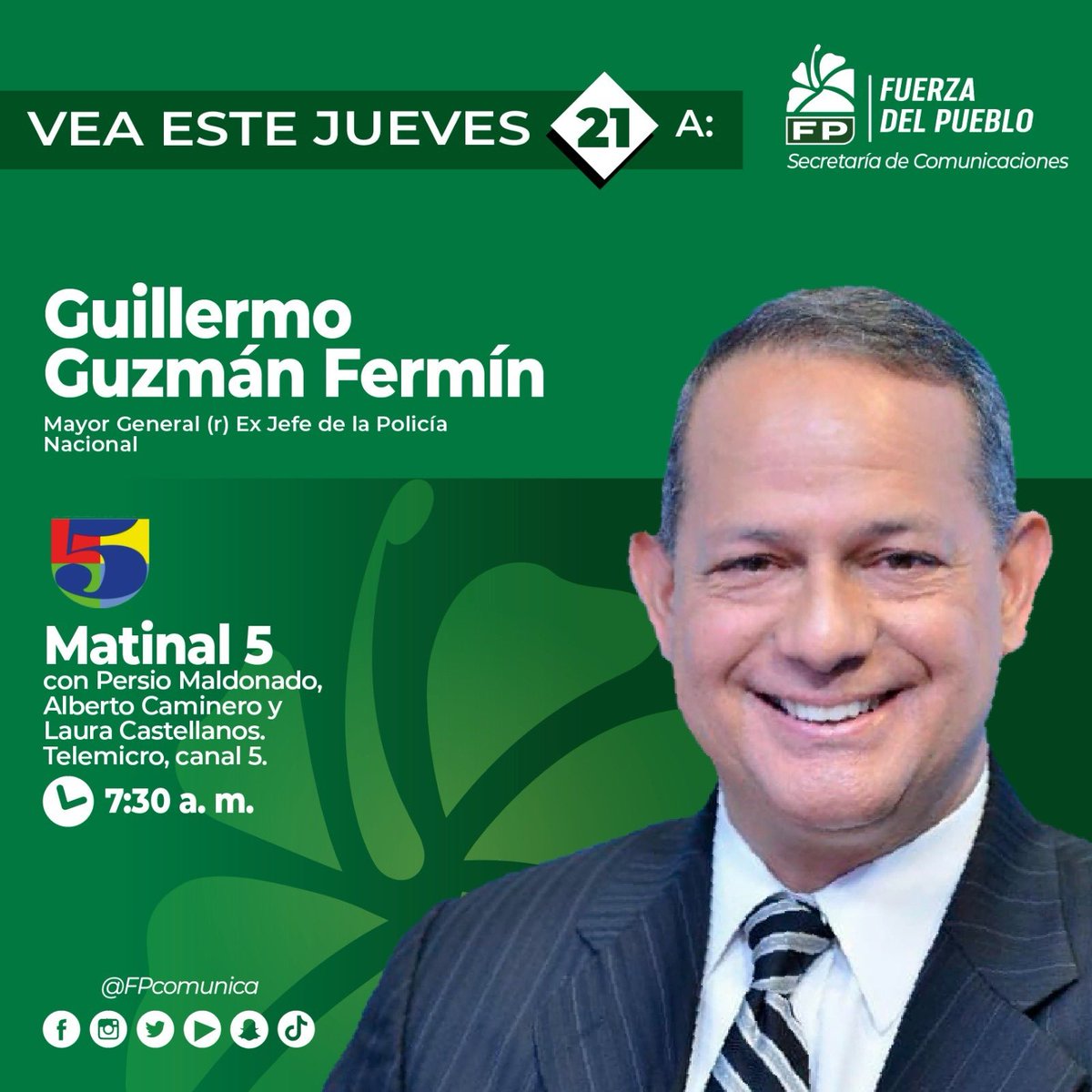 Les invito este jueves a las 7:30 AM a ver nuestra entrevista en el programa “MATINAL 5” , con los destacados comunicadores Persio Maldonado, Alberto Caminero y Laura Castellanos, por TELEMICRO, canal 5.
⭐️🇩🇴⭐️