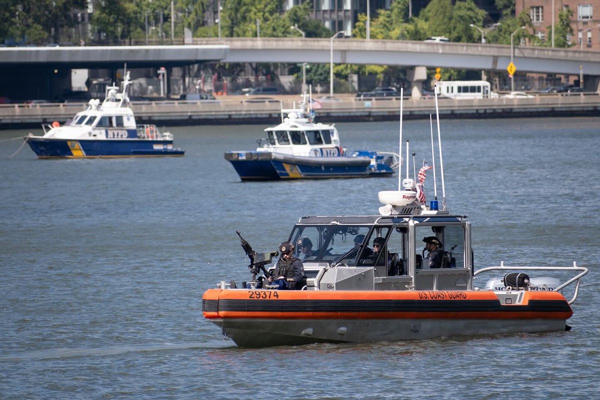 @USCG & partner agency crews are out on the East River providing security zones for over 140 world leaders at the 77th @UN General Assembly