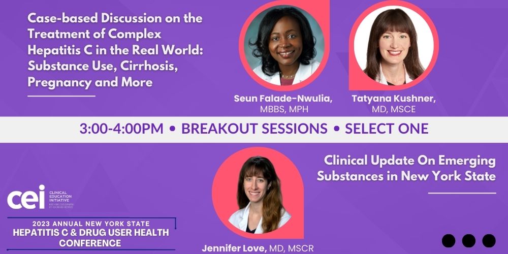 The FINAL sessions of the 2023 Annual new York State Hepatitis C and Drug User Health Conference are about to begin. Which of these two concurrent breakout sessions will you attend? hcvduh-conference.my.canva.site @TatyanaKushner @JLoveMD
