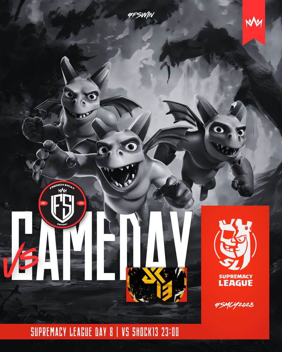 French_Swat's tweet photo. #ClashRoyale | #SMCY2023

Our players will enter the arena like warriors,
Victory will be for us 👊

🏆 @CR_Supremacy 
⚔️ Day 8 
🆚 @ShocK13cr 
⏰ 23:00 🇨🇵

#WeAreFs 🔴⚫ https://t.co/LdvZtigOBg