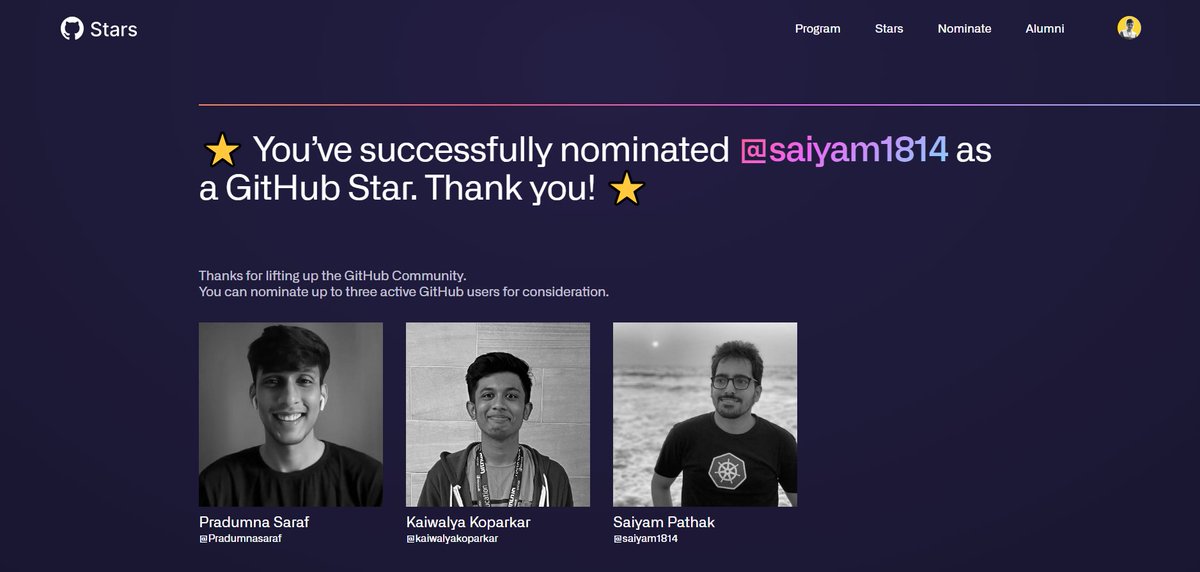 Nishitbaria1's tweet image. 🌟This is my inspiration in this open-source community, and I am honoured to nominate @SaiyamPathak, @kaiwalya_, and @pradumna_saraf 🎉 #github #githubstart #opensouce