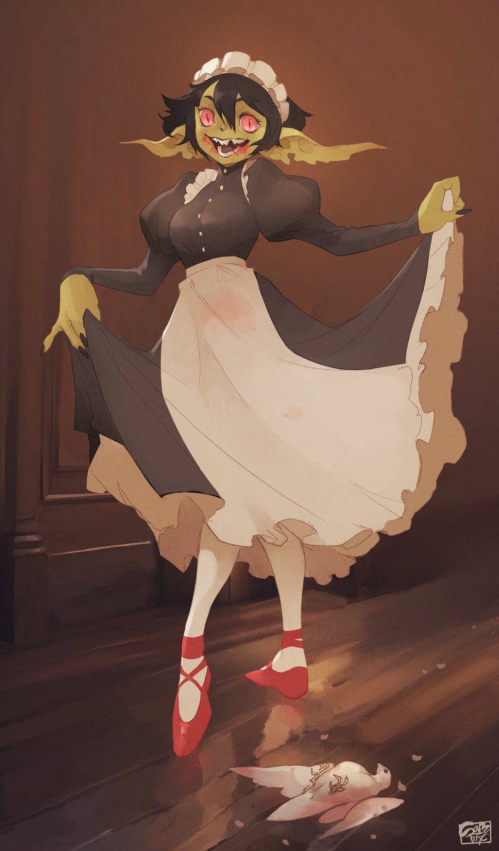 SamFriskArt's tweet photo. Goblin maid is greateful for the new shoes https://t.co/0GFEmqydYF
