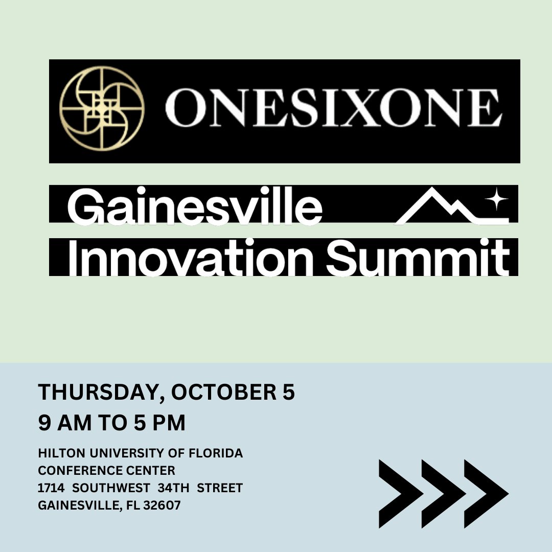 startGNV's tweet image. Join the Gainesville tech and startup community October 5th for the Gainesville Innovation Summit, hosted by @161ventures !

Head to the link below to learn more and register for the event!
gis.onesixone.ventures

#onesixone #tech #gainesvillefl #orlandoflorida #Entrepreneur