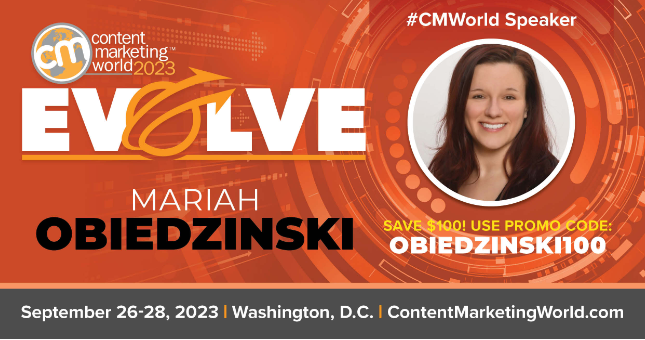 Presentation done. ✔️ Bags packed. ✔️ Comfy shoes. ✔️ @MariahWrites is ready for next week's Content Marketing World 2023 in D.C. Don't miss her core concept workshop on how to Tarantino Your Content with @abrill from MedStar Health. schedule.contentmarketingworld.com/session/core-c… #CMWorld