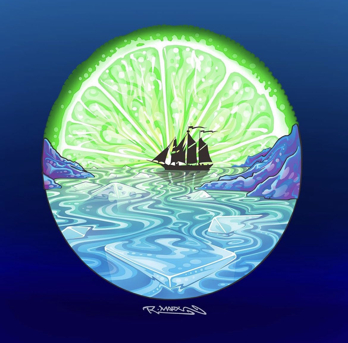 MarxRobby's tweet photo. #Sail Away!
on a #LimeAid #Sunset

a piece i did for
Bluesky Labs in #Maine
for their drink line.

#art #artist #rmarx #illustration #maine #seacoast #sailaway #sailboat #cannabis #outdoor #goodtimes #drawing #creative #lime #limelife #breezy #artlife #getsome

EnJoY out there!💫 https://t.co/XHeXnYkOKc