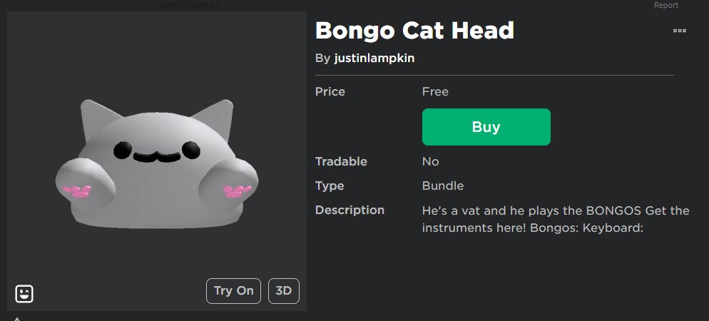 The Bongo Cat head could use some repositioning : r/roblox