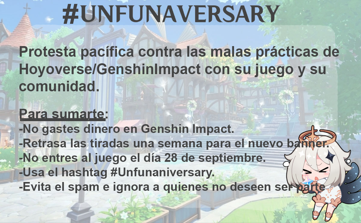 F0rBarbat0s's tweet photo. No nos metamos con nosotros mismos, compartan este cartel para el #Unfunaversary , es sano y puede cumplir su función del Unfunaniversary, nuestro objetivo es ser escuchados y recibir mejores tratos y recompensas por el apoyo que les damos diariamente a la empresa https://t.co/O2dAP6tD7n