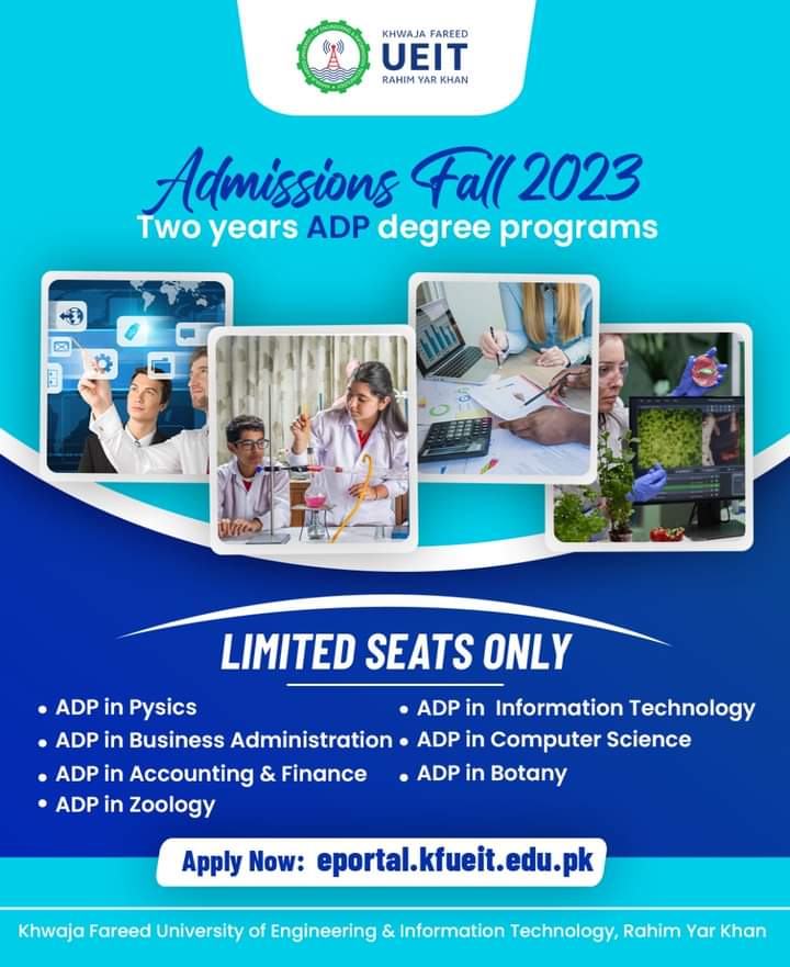 Dept_of_IT's tweet photo. Announcement: Admission Fall 2023
Two Years ADP Degree Programs

To Apply Visit:  https://t.co/mOt2BWGGMp

#KFUEIT #HEC #HED #PHEC #RahimYarKhan #SouthPunjab #RYK #updates #GovernmentofPunjab  #RahimYarKhan https://t.co/yxaMmwVwSp
