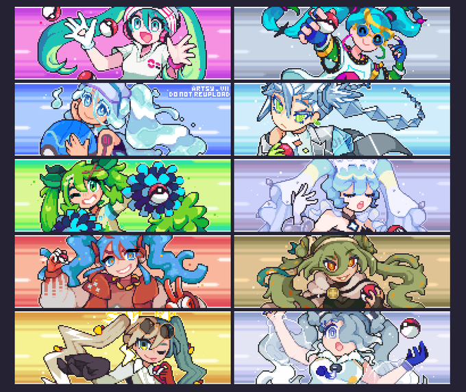 all of my Project VOLTAGE vs. MIKU art so far!! 🎤⚡️
#pixelart #pokemon 